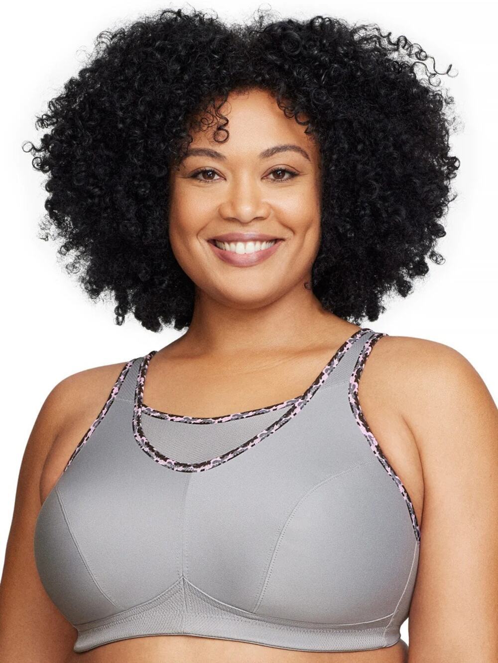 Glamorise No-Bounce Camisole Sports Bra Size 34DD Gray Mesh Full-Coverage Cups